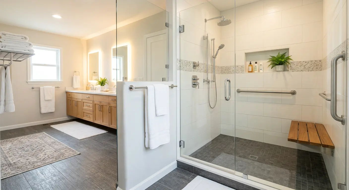 Beautiful modern walk-in shower installation